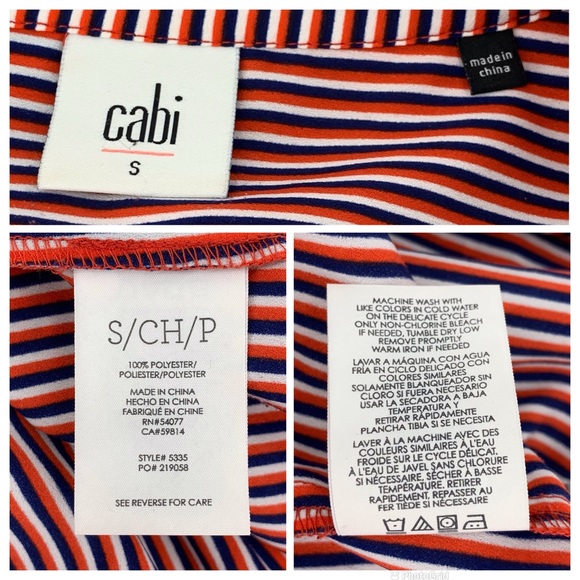 Cabi Franklin Blouse #5335, Red, White & Blue Striped Notch V-Neck Blouse, Small - Picture 16 of 16